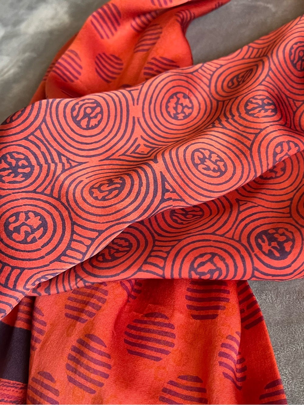 Harshita Red and Navy Patterned Silk Scarf